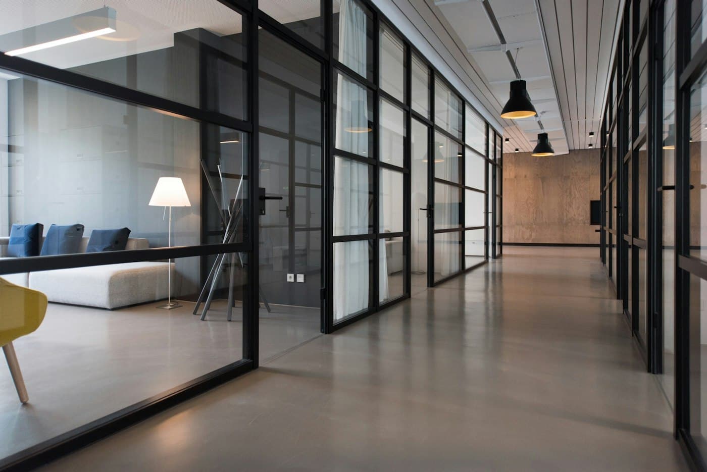 Modern glass-and-steel workplace architecture